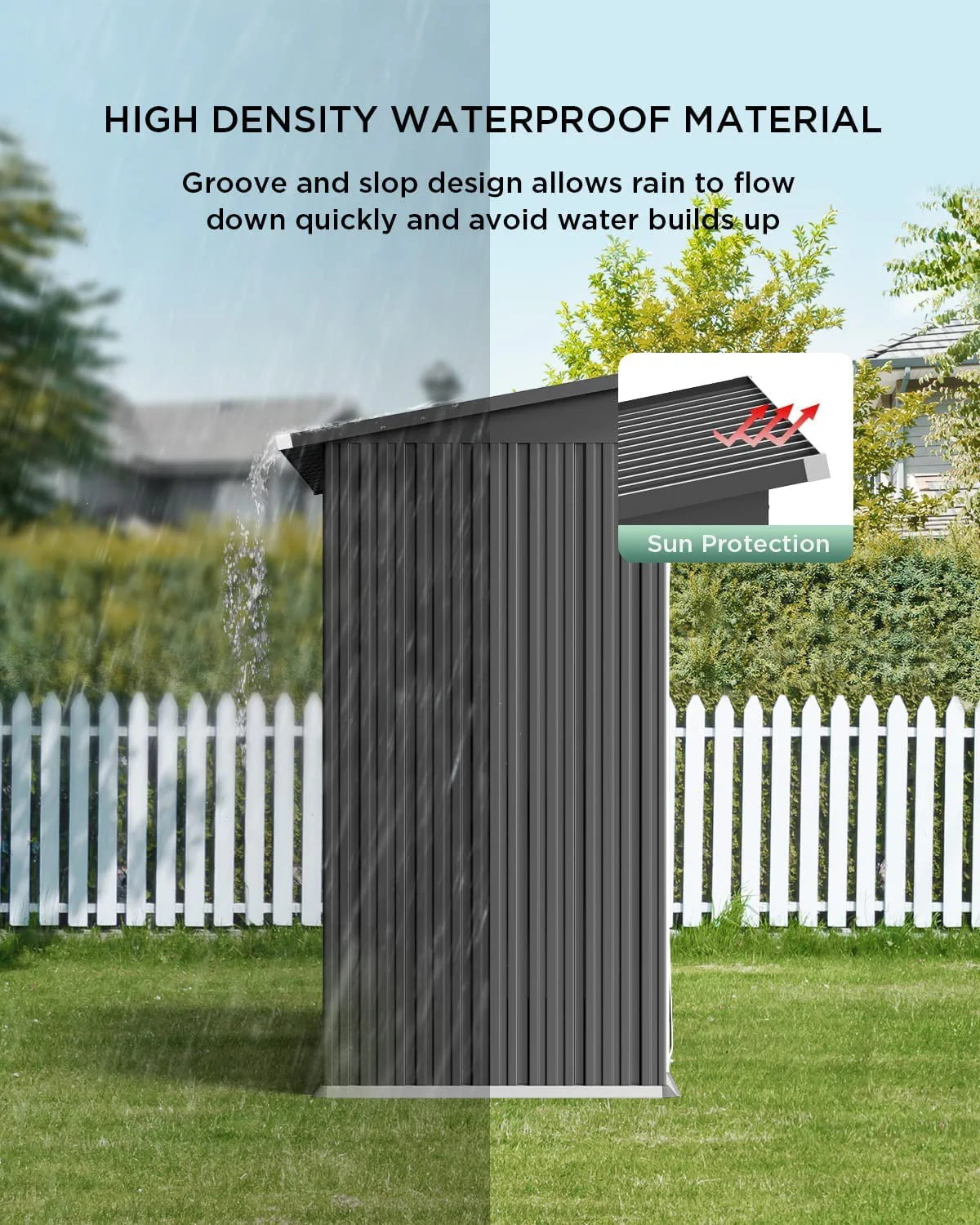 5' x 3' Outdoor Storage Shed, Metal Outdoor Storage Cabinet with Single Lockable Door, Waterproof Tool Shed,Gray