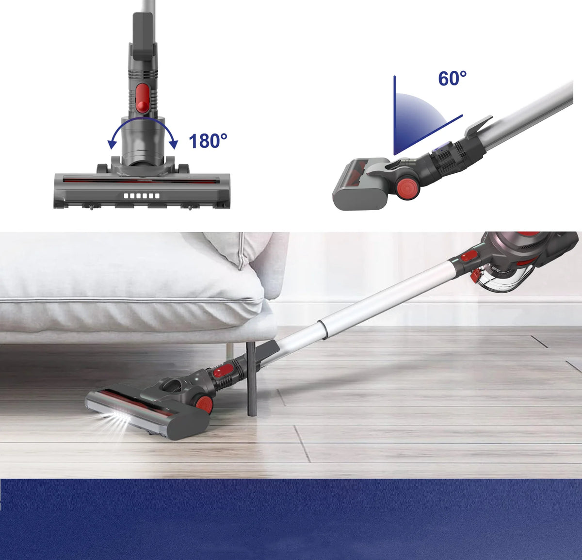 MOOSOO Stick Vacuum Cleaner, 4-in-1 Handheld Cordless Vacuum with Powerful Suction for Home Hard Floor Carpet Car Pet Hair, XL-618A