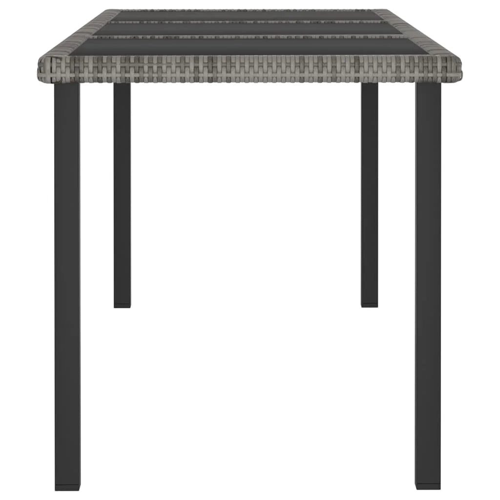 vidaXL Outdoor Dining Table Garden Porch Patio Table with Glass Top PE Rattan