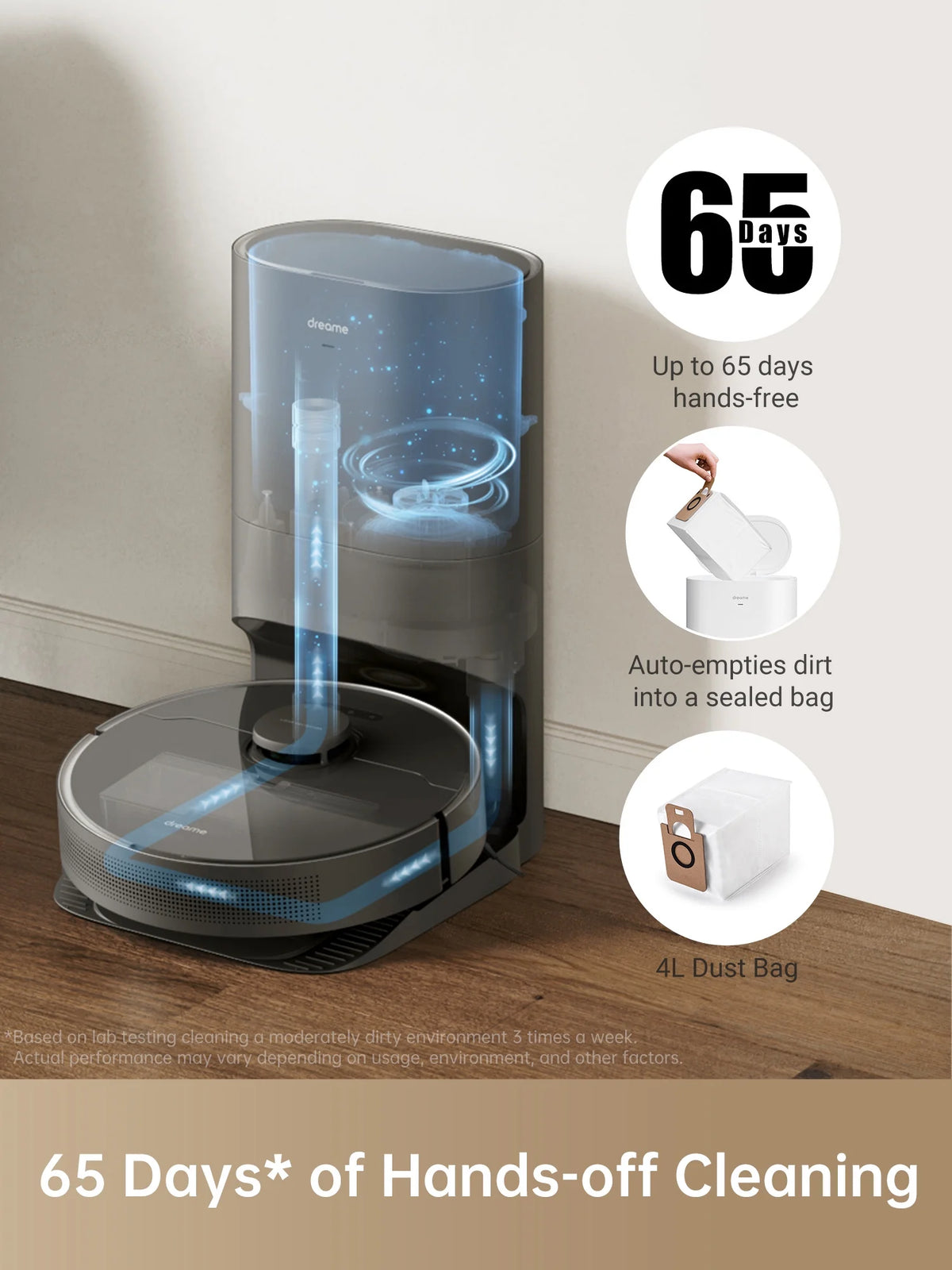 Dreame 3-in-1 Robot Vacuum and Mop, Advanced AI and LiDAR Navigation, Self-Emptying Base, D10s Plus