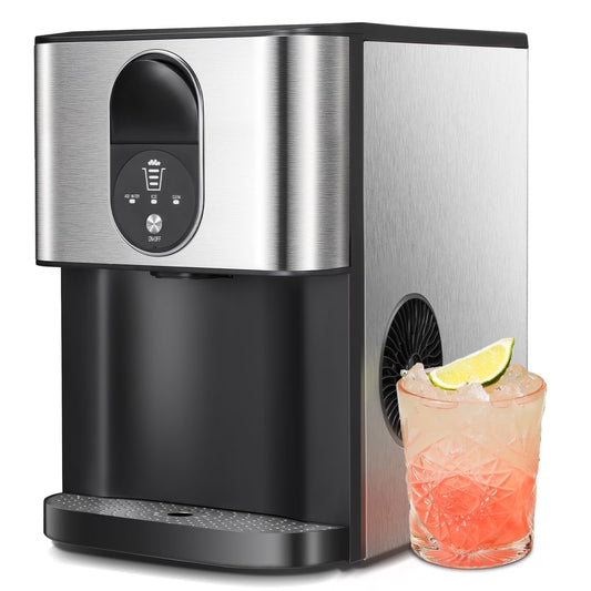 Moifoi Nugget Ice Maker,Culb in 6Mins, 44 lbs/24 H, Auto-Cleaning Portable Ice Machine with Basket & Scoop, Black