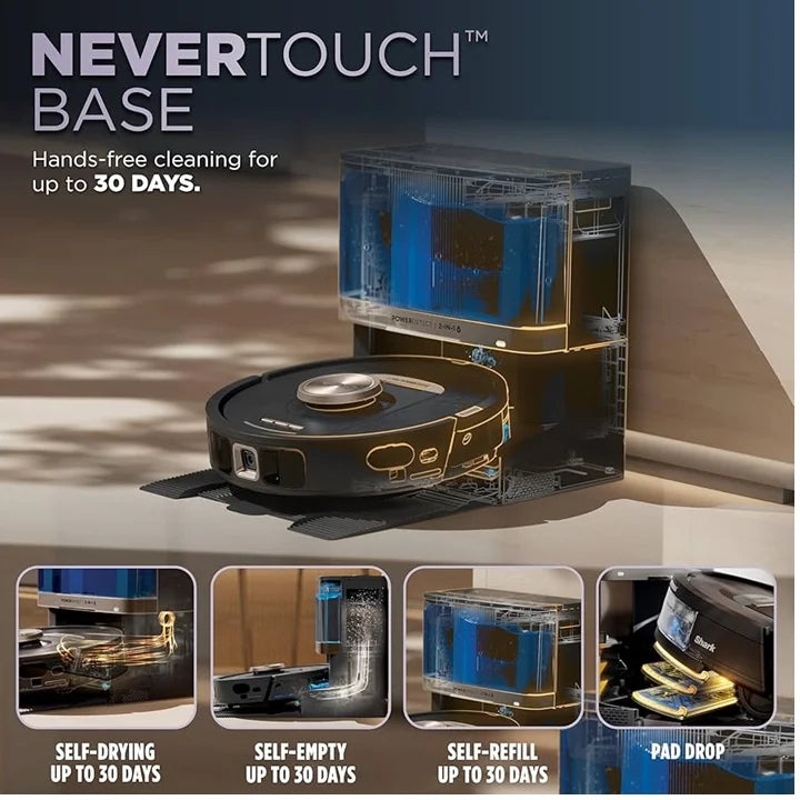 Shark PowerDetect NeverTouch 30-Day - AV2810YS - Self-Empty & Self-Refill, Robot Vacuum and Mop with Bagless,