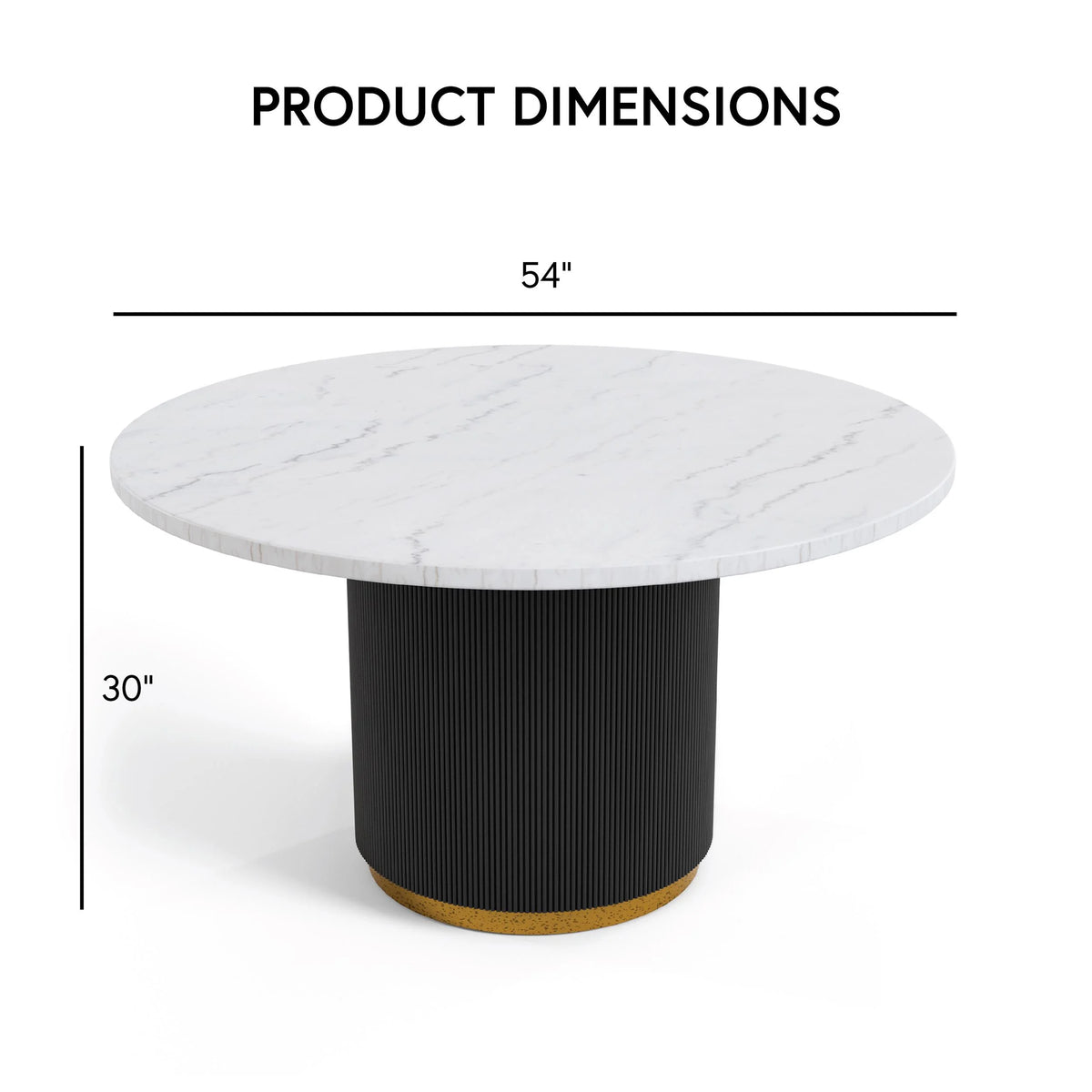 Furniture of America Jaine 54" Round Indoor Dining Table, Black and White