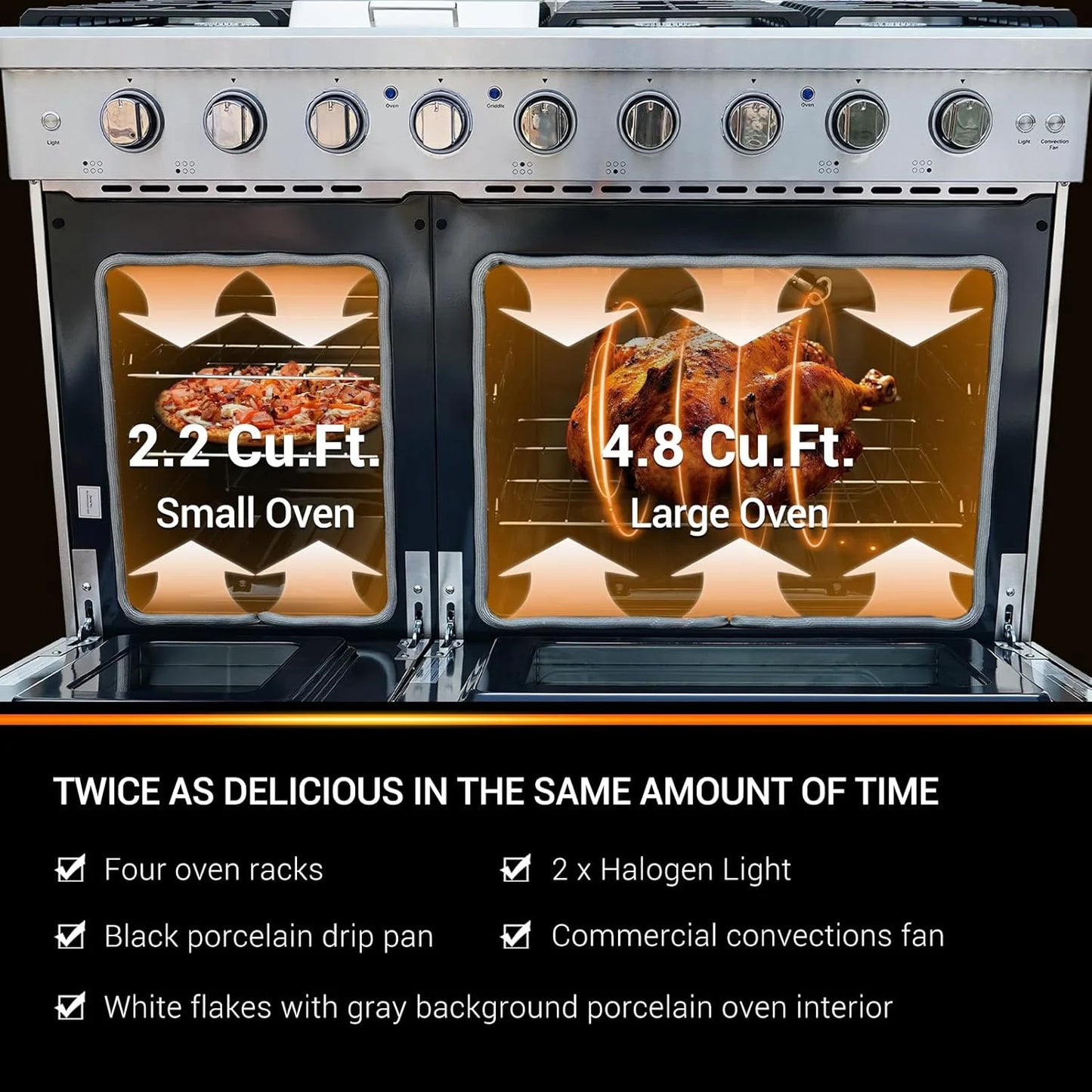 36 In. 6.0 Cu. Ft. Gas Freestanding Range with 6 Sealed Burners Gas Cooktop, Cast Iron Grates and Primary Convection Oven In Stainless Steel