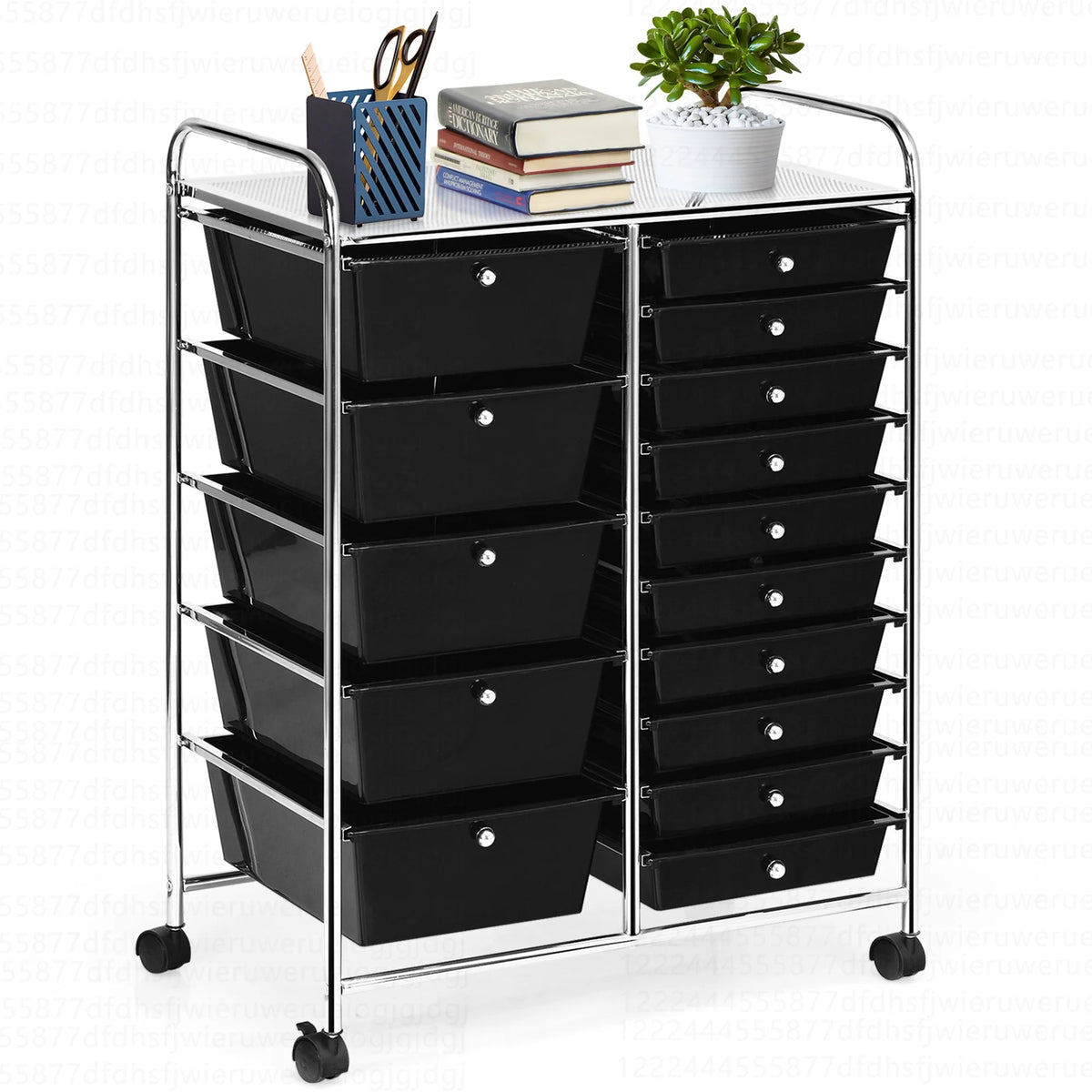 Costway 15 Drawer Rolling Storage Cart Tools Scrapbook Paper Office School Organizer White