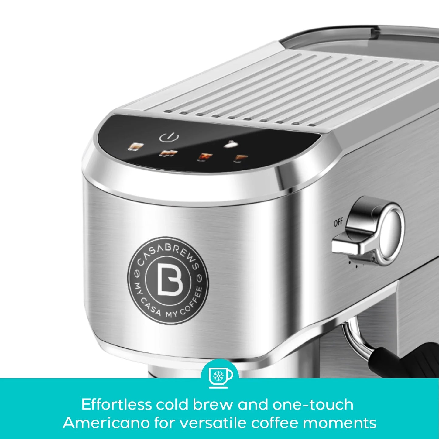 CASABREWS CM5418 Plus 20-Bar Semi-Automatic Espresso Machine & Coffee Maker with Steam Wand, Cold Brew Function, Stainless Steel, Silver
