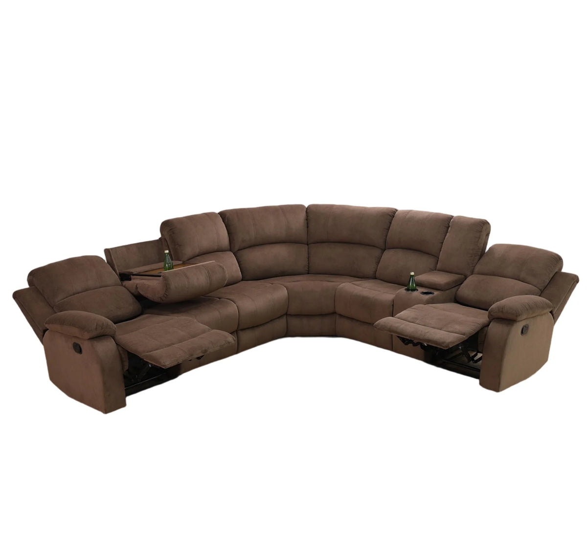 Aukfa 3-Piece Recliner Sofa Set, 6 Seat Sectional Couch with Cup Holders&Storage Console, Gray