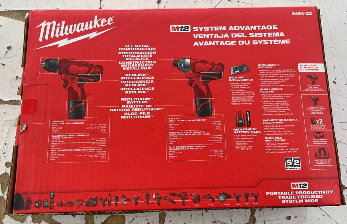Milwaukee 2494-22 Kit with Free M12 2.0Ah Compact Battery