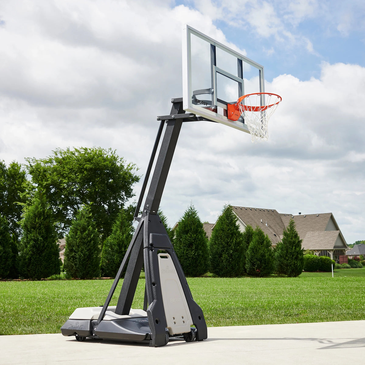 Spalding the Beast 7.5ft - 10ft Adjustable Height 60" Glass Portable Basketball System (Adult)