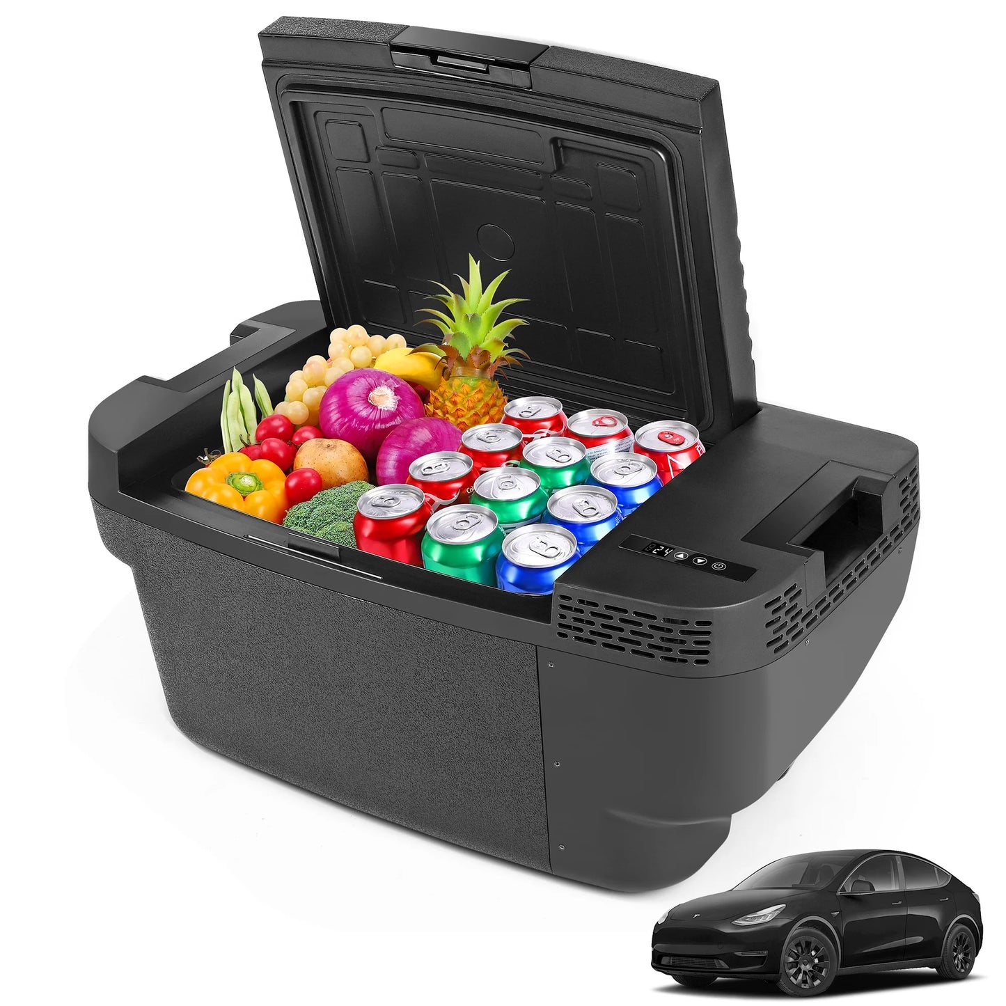 Car Refrigerator for Tesla Model Y 2019-2024 , 37QT(35L) -4�H~68�H Car Fridge 12V Refrigerator , APP Control, Trunk Portable Freezer for Camping Tailgating Road Trip