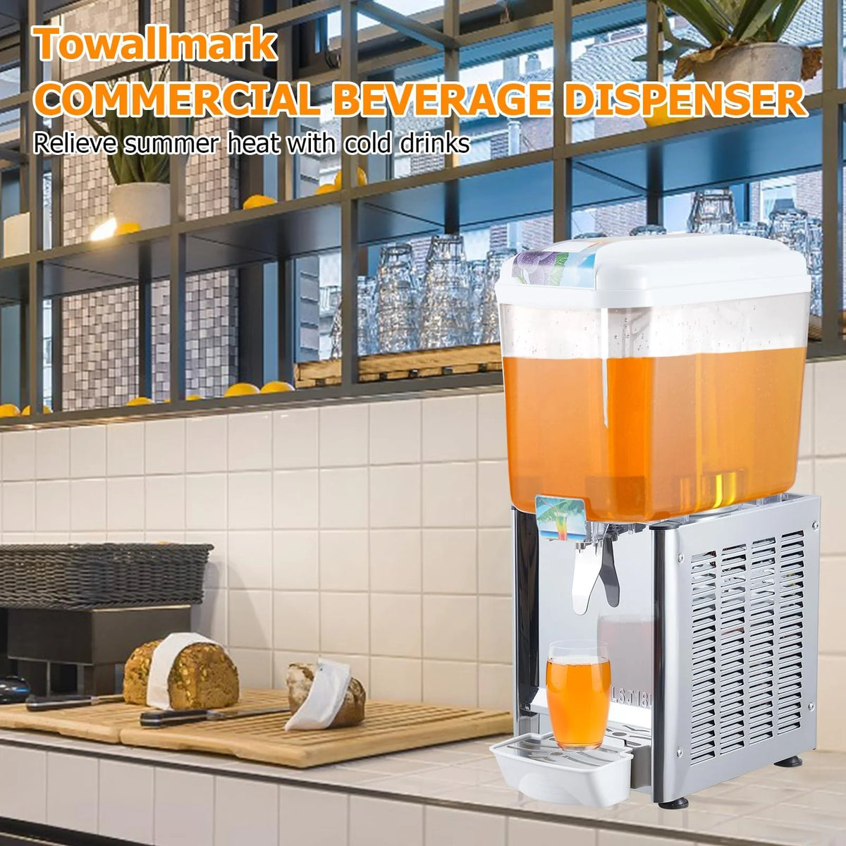 TROPOW Commercial Beverage Dispenser, 2 Tanks ,Juice Dispenser, 380W Stainless Steel Food Grade Lemonade Dispenser With Thermostat Controller, Drink Dispensers for Parties Restaurant