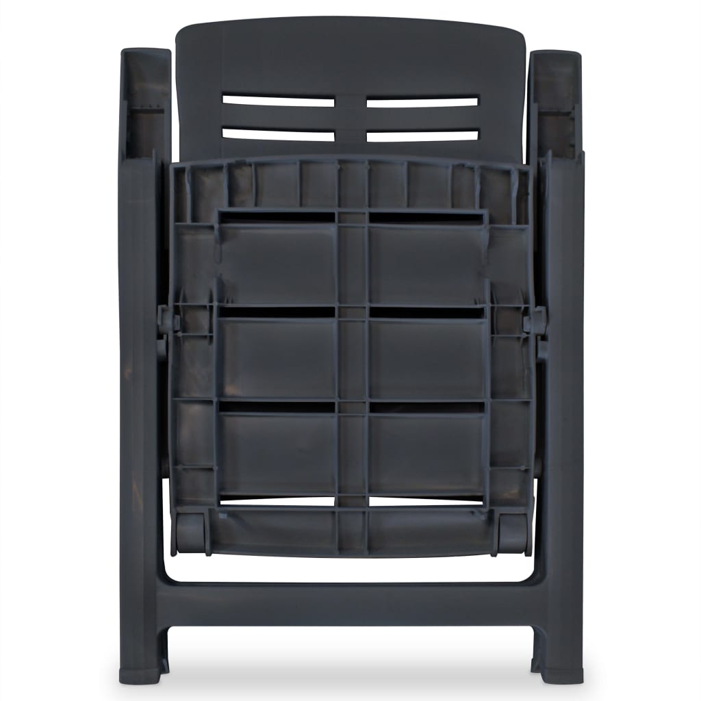 vidaXL Reclining Patio Chairs Outdoor Stack Dining Chair with Armrest Plastic