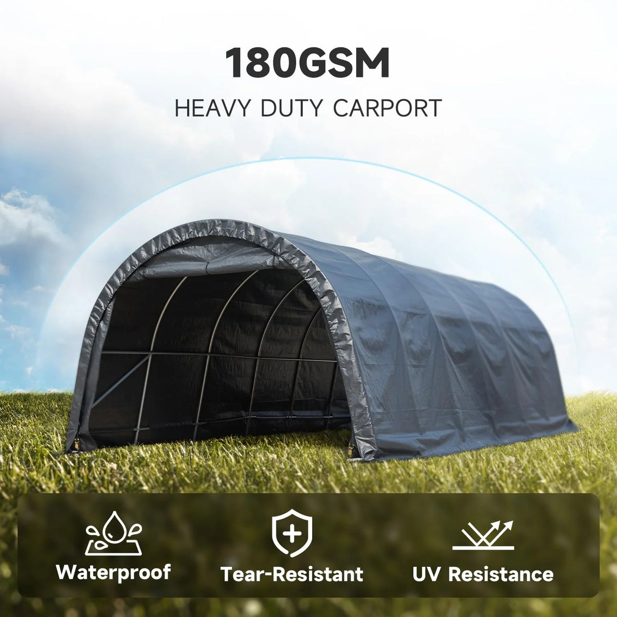 Erommy 12 x 24 FT Heavy Duty Carport, Outdoor Anti-Snow All Covered Portable Garage with Reinforced All-Steel Frame for Car, Truck, Boat