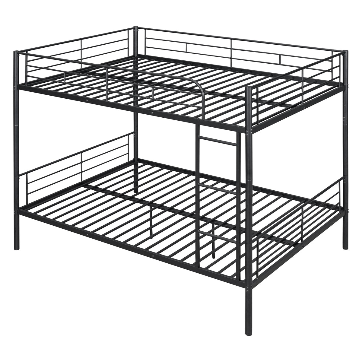 Full over Full Bunk Beds, BTMWAY Metal Bunk Beds Full Over Full Size, Full Size Convertible Bunk Beds for Kids Teens Adults, with Ladder and Safety Guardrails, Load-Bearing 350lbs, Noise-Free, Black