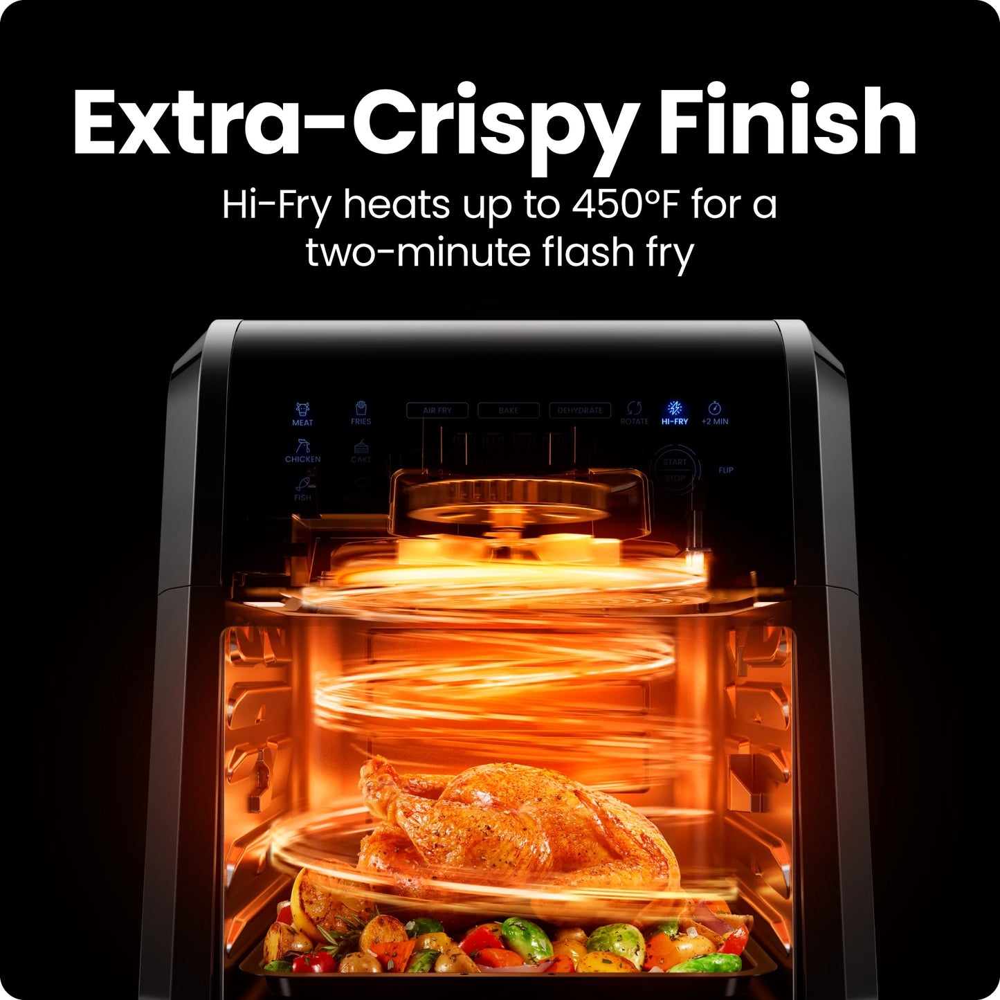 Chefman Multifunctional Digital 10 Qt. Air Fryer+ Rotisserie, Fry, Roast & Bake, 17 Presets - Black