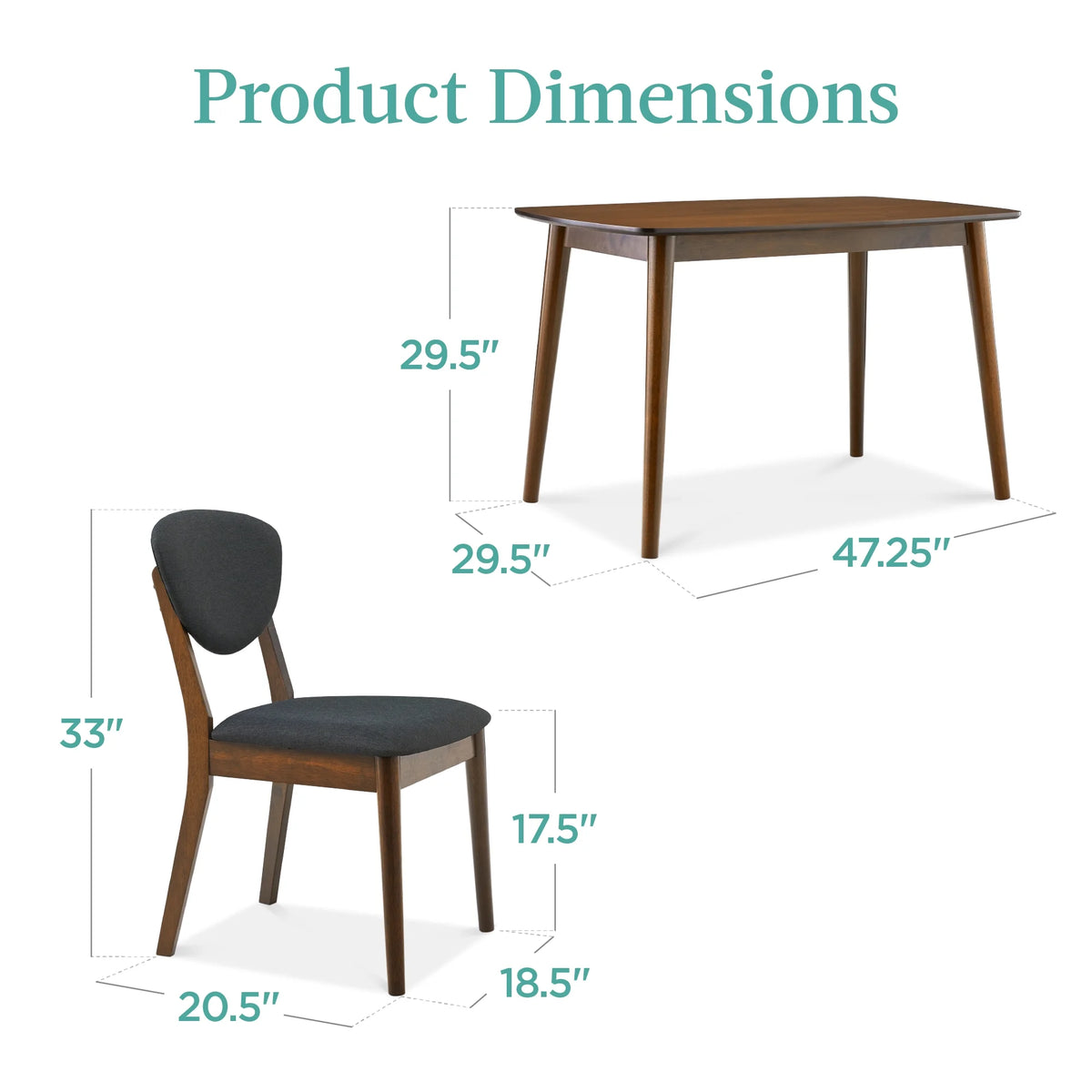 Best Choice Products 5-Piece Compact Wooden Mid-Century Modern Dining Set w/ 4 Chairs, Padded Seat & Back - Walnut/Cream