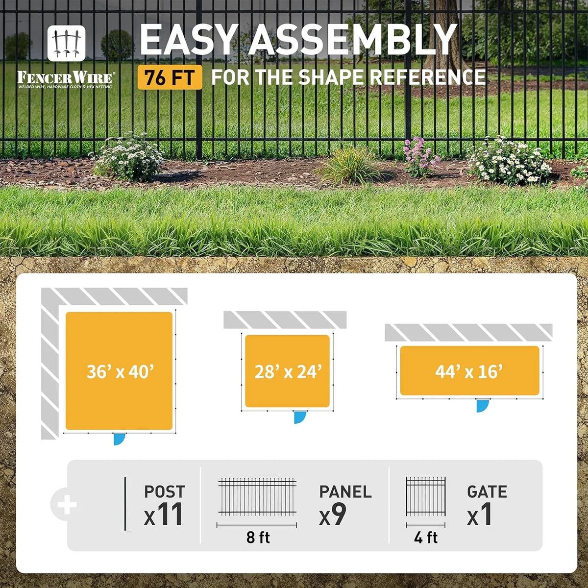 Fencer Wire Heavy Duty Pinnacle Fence Gate, 6FT Height x 4FT Width Outdoor Fence Gate, Outdoor Anti-Rust Metal Steel Gate for Fencing Barrier, Decorative Garden Gate for Residential, Yard, Pool,Patio