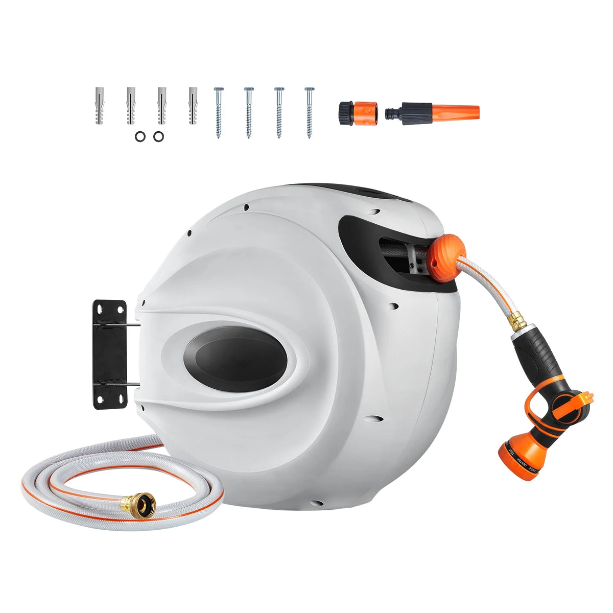 KFFKFF Retractable Hose Reel Water Hose Reel 130'x1/2" 180�� Swivel Wall Mount