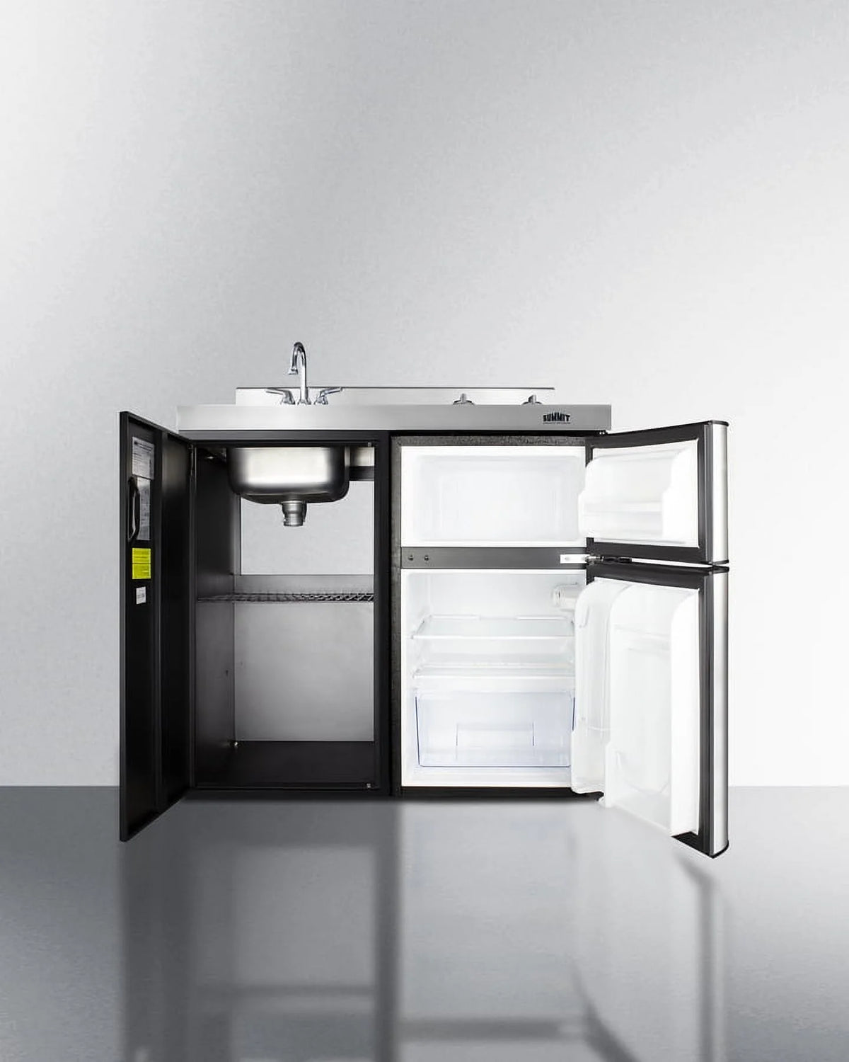 39" Wide All-In-One Kitchenette, stainless steel/black