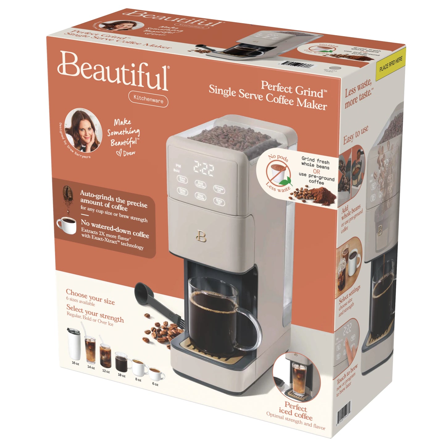 Beautiful Perfect Grind�?Programmable Single Serve Coffee Maker, White Icing by Drew Barrymore