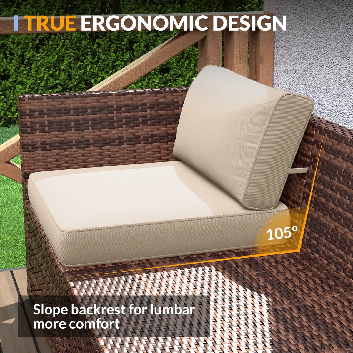 ELPOSUN 7 Pieces Patio Furniture Set, Outdoor Furniture Sectional Rattan Sofa for Backyard Garden Dark Grey