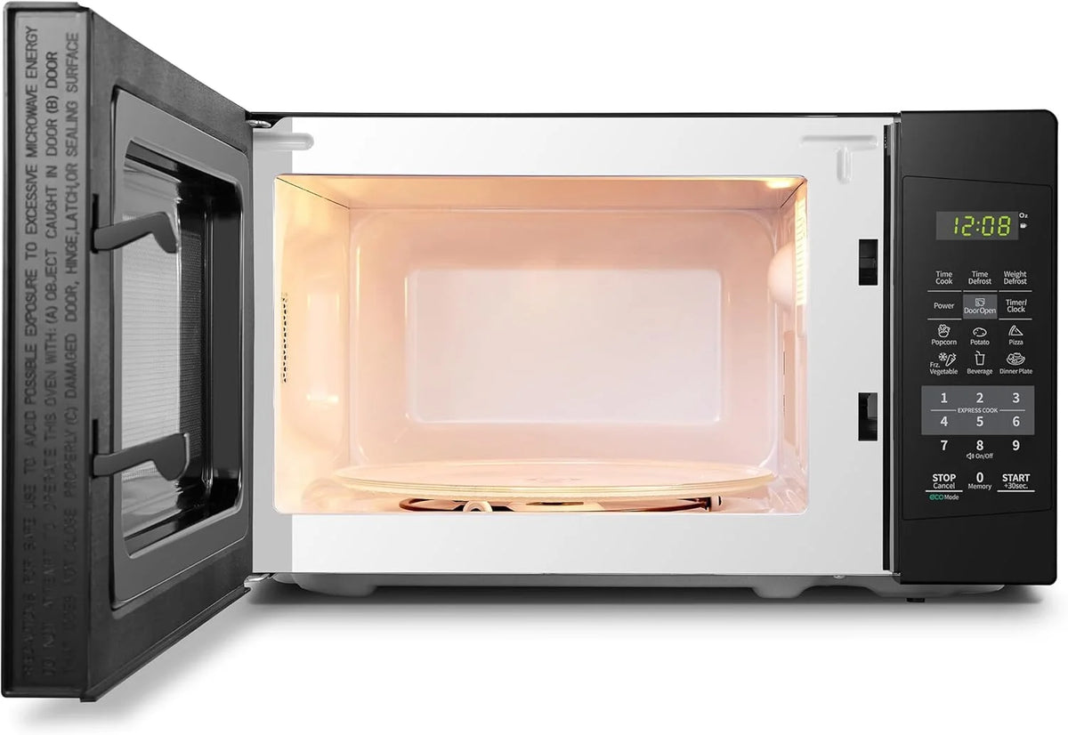 Countertop Microwave with Sound On/Off, Eco Mode, and Convenient One-Touch Button, 0.7 Cubic Foot, White