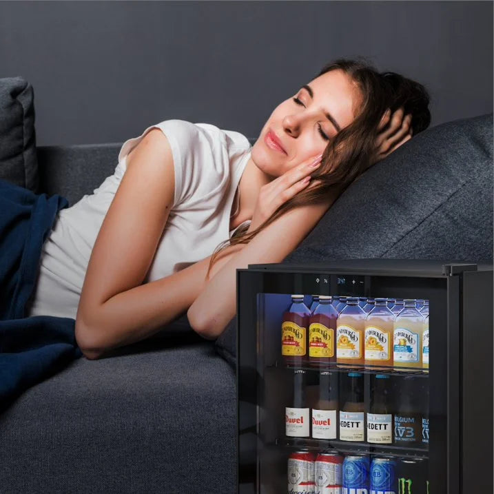 Yeego Beverage Refrigerator Cooler, Freestanding Beverage Fridge with Glass Door,95 Cans