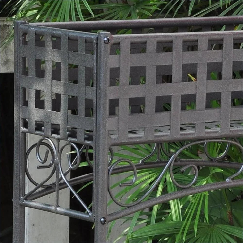 International Caravan Mandalay Iron Potting Bench in Antique Black