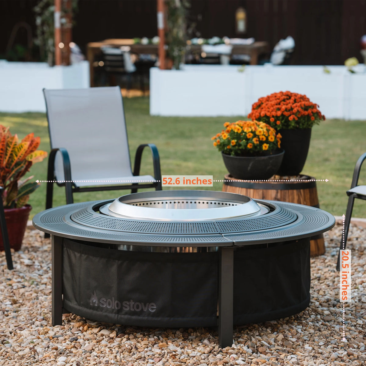 Solo Stove Fire Pit Surround Tabletop, Small | Elevation for Ranger and Bonfire Wood burning Outdoor Fire Pit, Powder-Coated Steel/ UV-Resistant Outdoor Fabric, Dimensions (HxDia): 20 x 42 in, Black