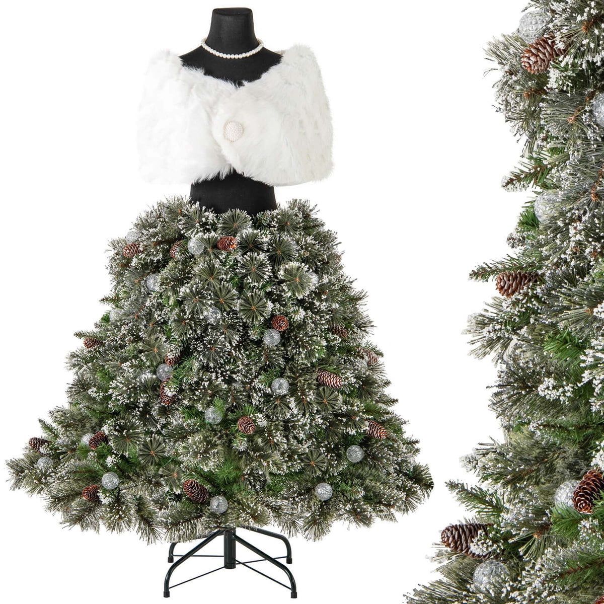 Costway 5 FT Artificial Mannequin Tree with 465 Branch Tips 50 Warm White LED Lights