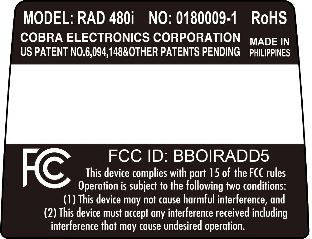 Restored Cobra RAD 480i Radar/Laser Detector Updateable IVT VOICE OLED BLUETOOTH (Refurbished)