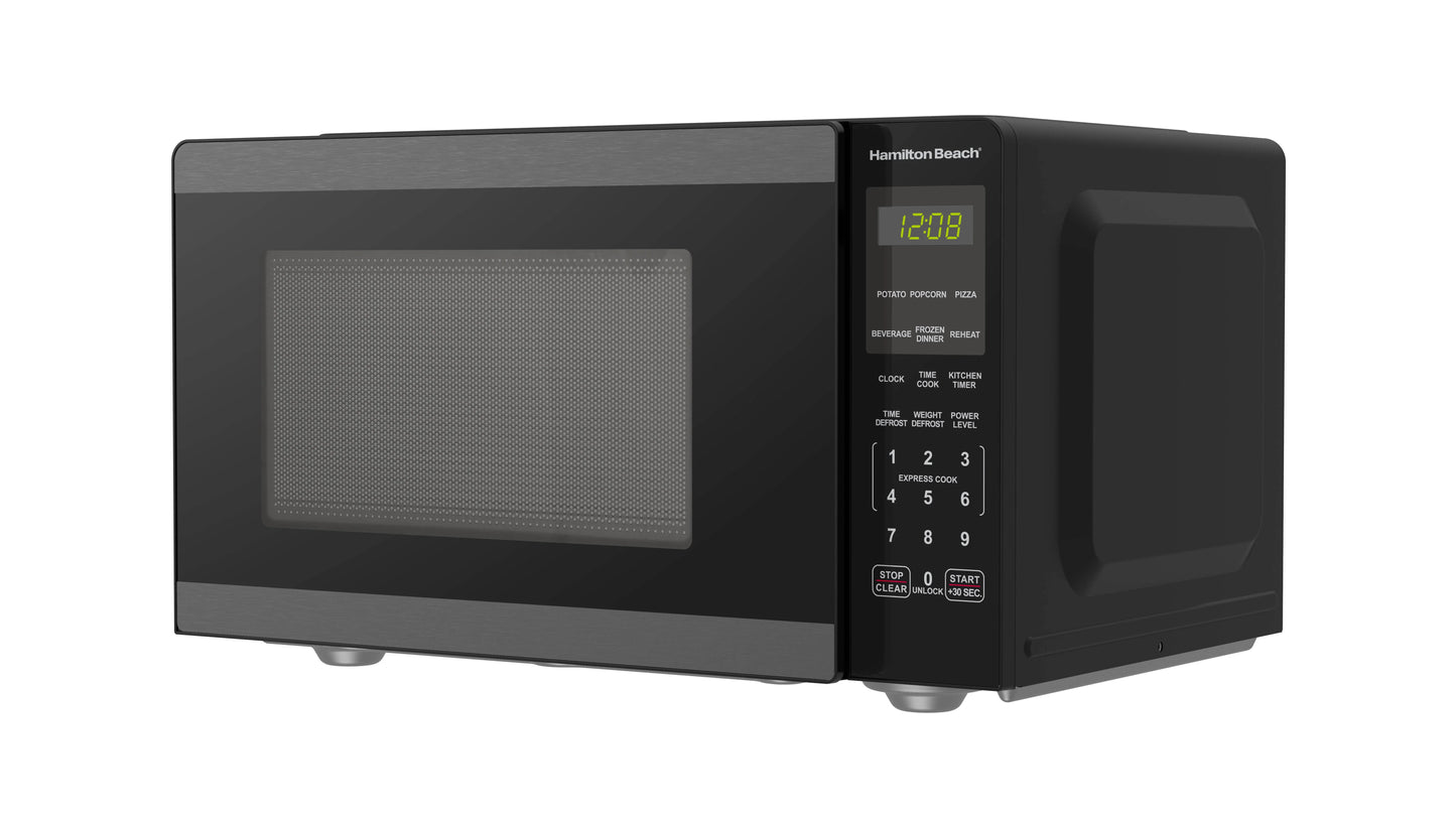 Hamilton Beach 0.9 Cu ft Countertop Microwave Oven, 900 Watts, Stainless Steel, New