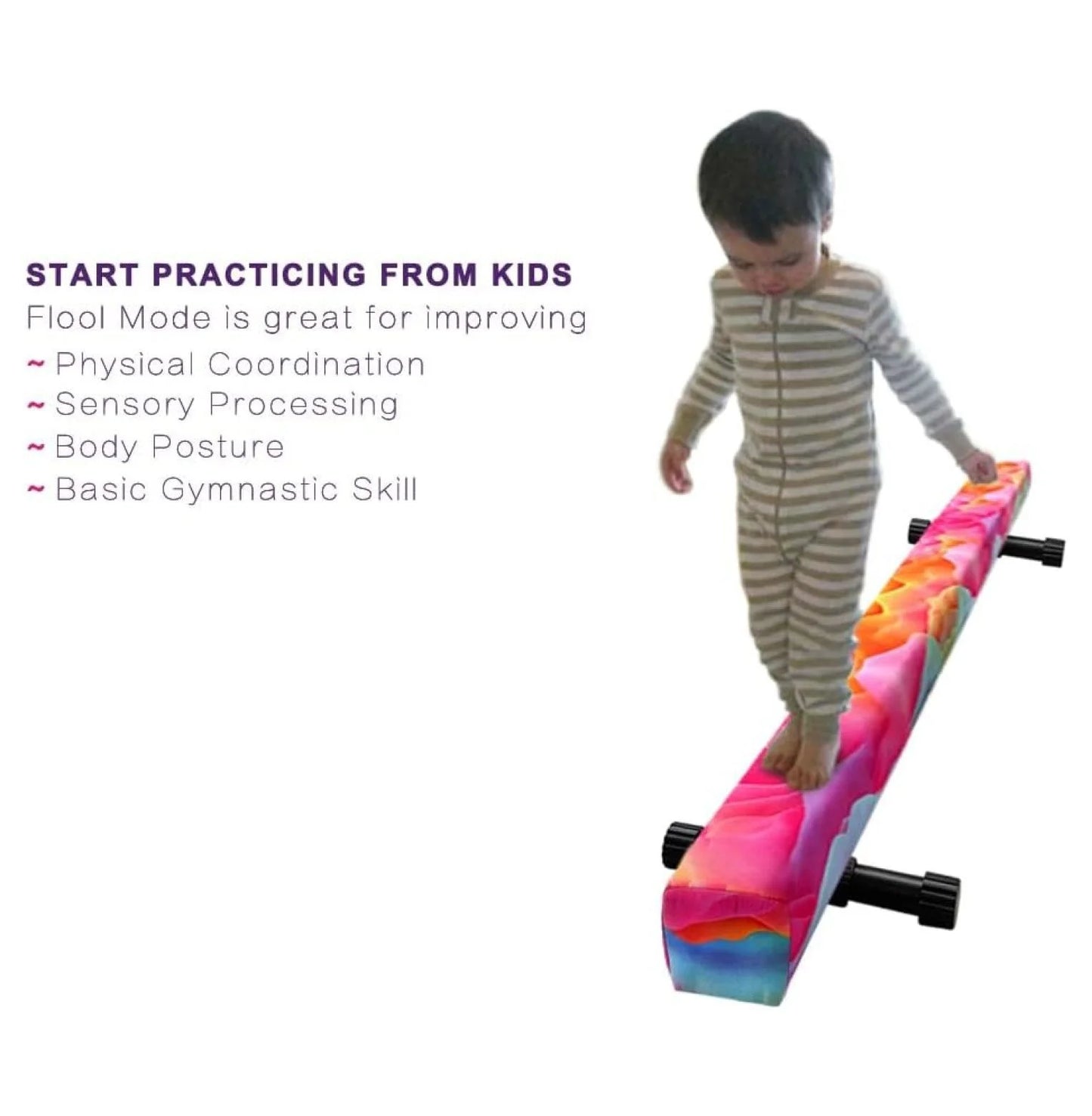 8FT Adjustable&Foldable Gymnastics Balance Beam,Home Gym Equipment,Easy Assembling and Storage,No Tool Require,for Kids Children Girls Training