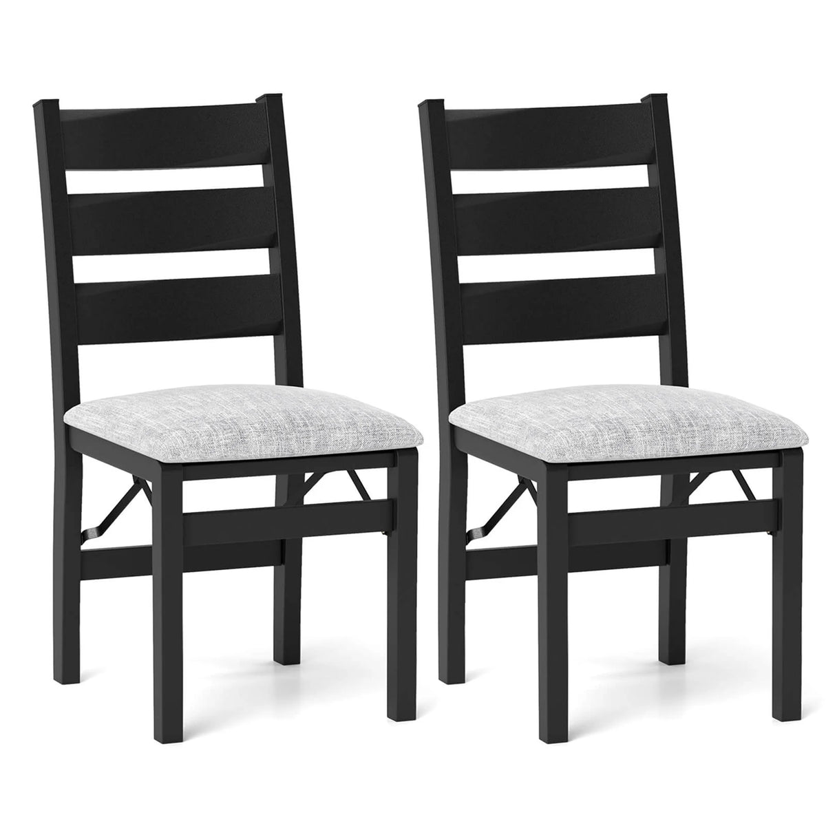 Costway Folding Chairs Set of 2 Modern Upholstered Chairs with Comfy Backrest & Padded Seat