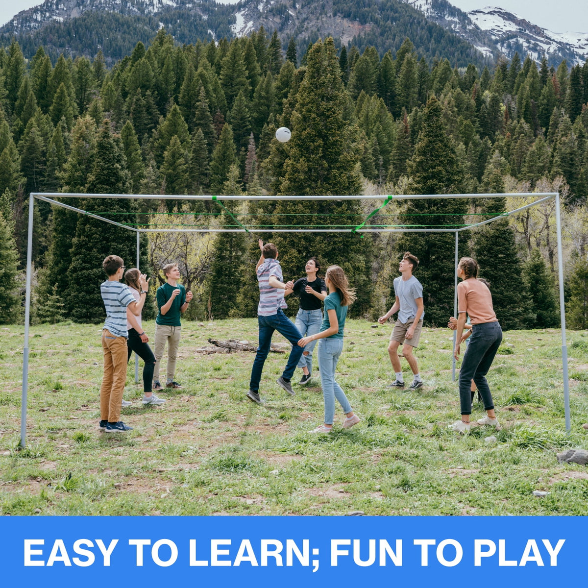 Castle Squares 9 Square, volleyball, indoor/outdoor yard game - Mill Finish Aluminum