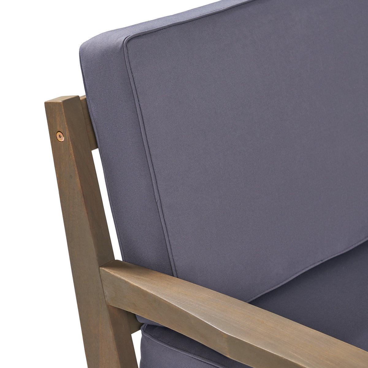 Wilcox Outdoor Acacia Wood Loveseat and Coffee Table Set with Cushions, Grey, Dark Grey