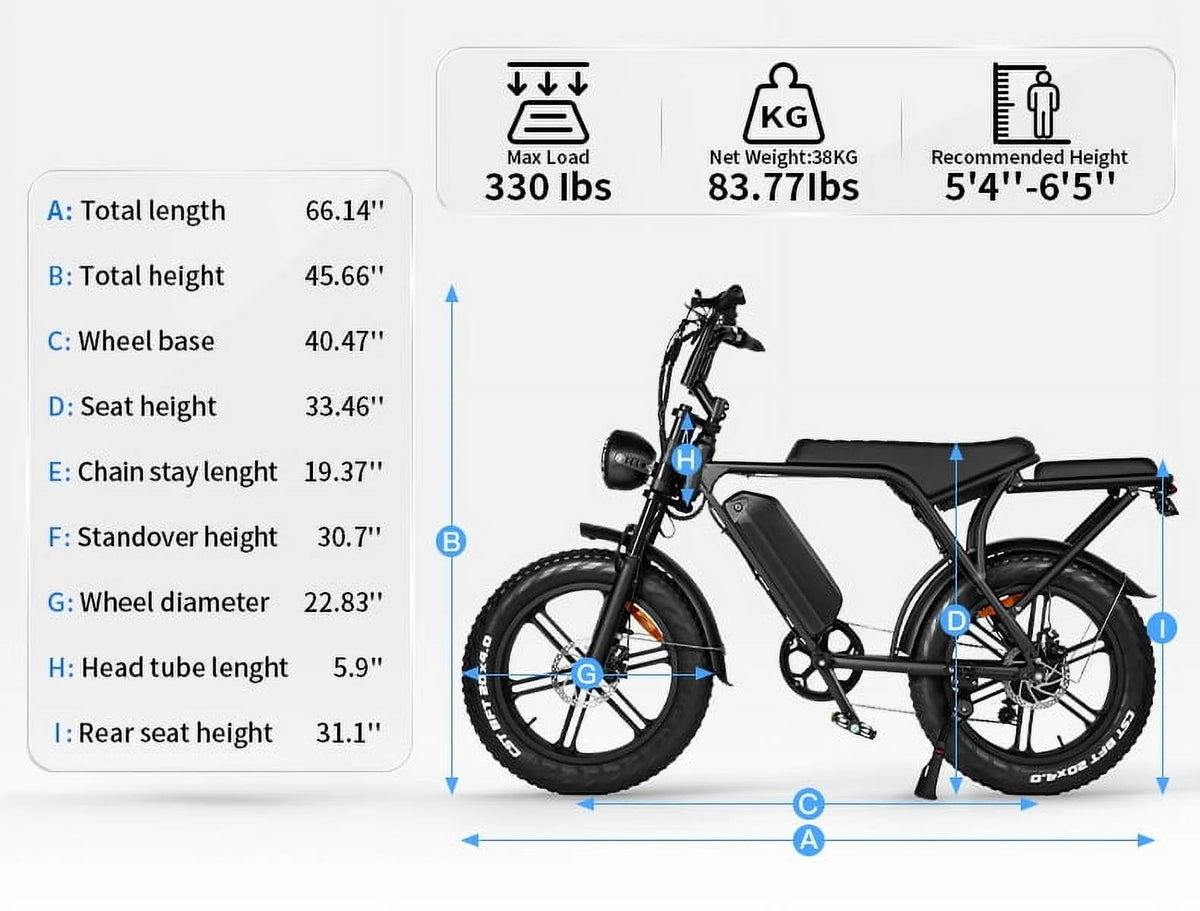 Hipatoo Electric Bike for Adults, 20" Electric Mountain Bike 750W 31MPH, 48V 15Ah Battery, UL2849