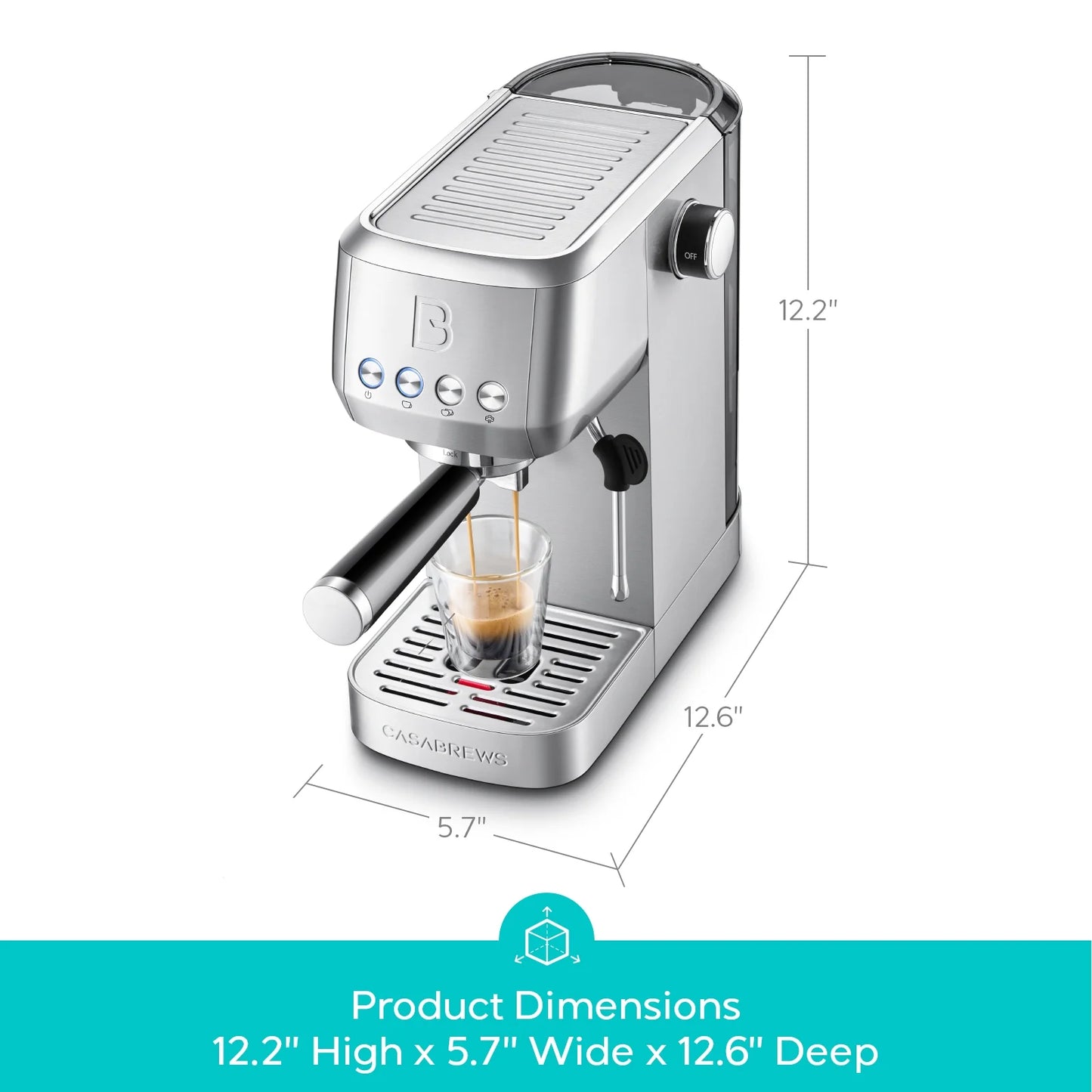 CASABREWS 3700 Essential 20-Bar Espresso Machine and Coffee Maker, Stainless Steel