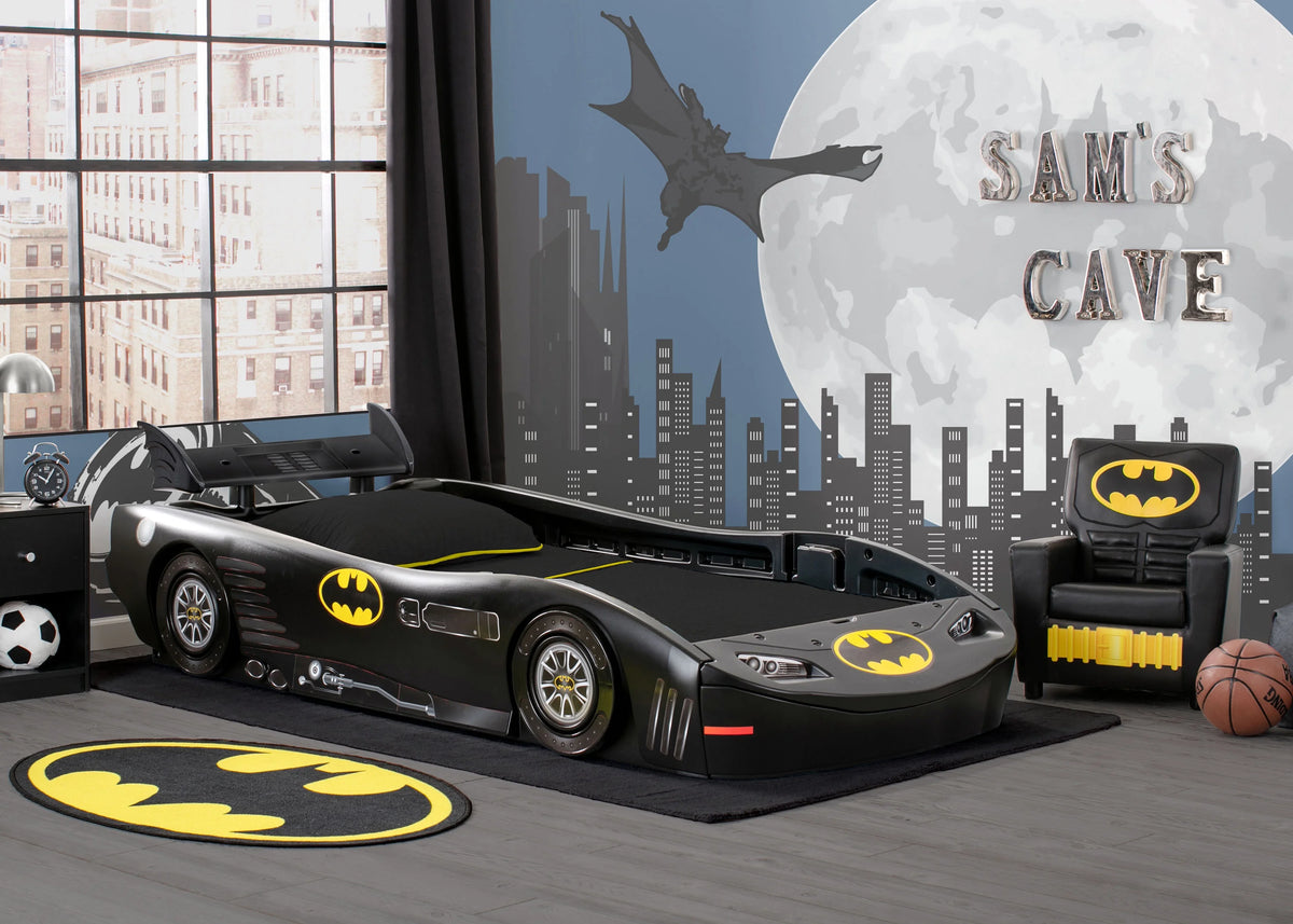Delta Children DC Comics Batman Batmobile Car Plastic Twin Bed, Black