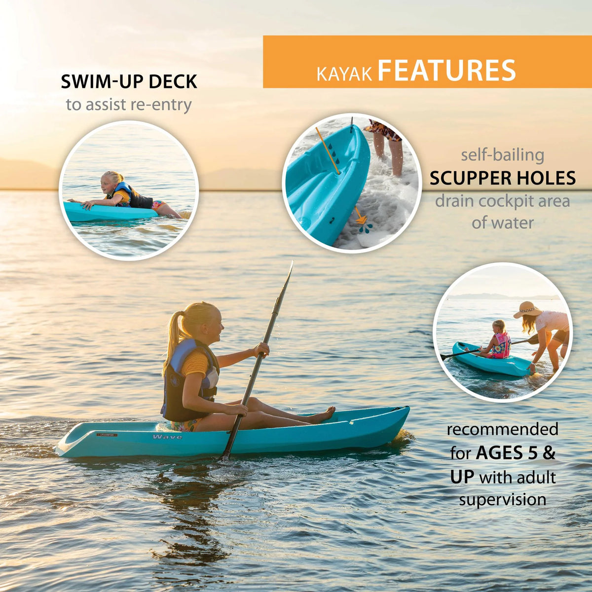 Lifetime Wave 6 ft Youth Kayak, Fire Red (91401)