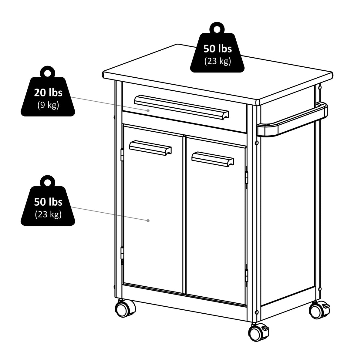 Winsome Wood Hackett Kitchen Storage Cart, Natural Finish