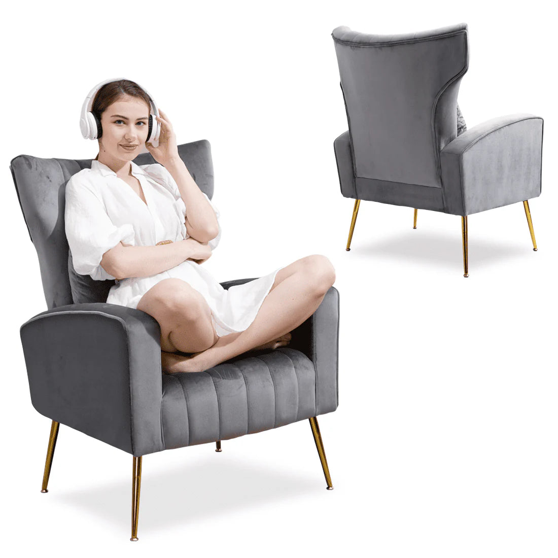 Accent Chair,Velvet Chair Room Chair Furniture for Living Room Comfy Chair for Bedroom Reading Chair Sofa Set Armchair