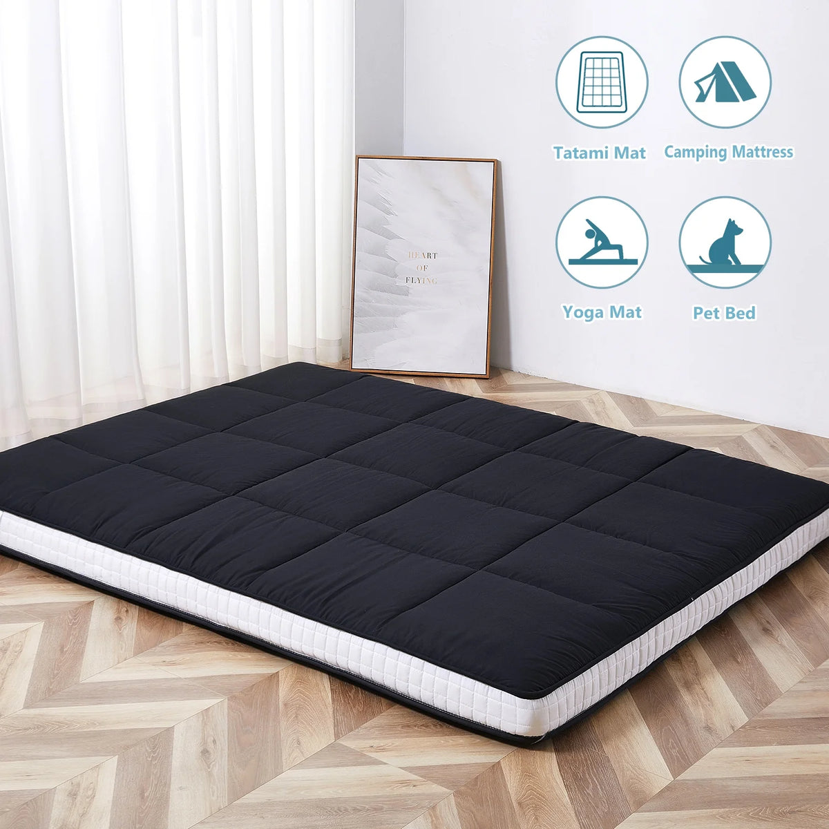 Slsy Futon Mattress 4" Soft and Supportive Twin Mattress Pad with Storage Bag