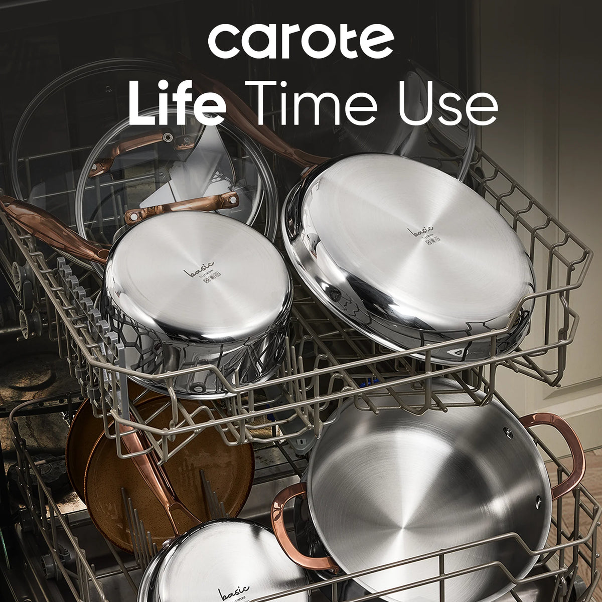 Carote 23-Piece Tri-Ply Stainless Steel Cookware Set with Lids, Nonstick Induction Compatible Pots & Pans Set, Oven Safe