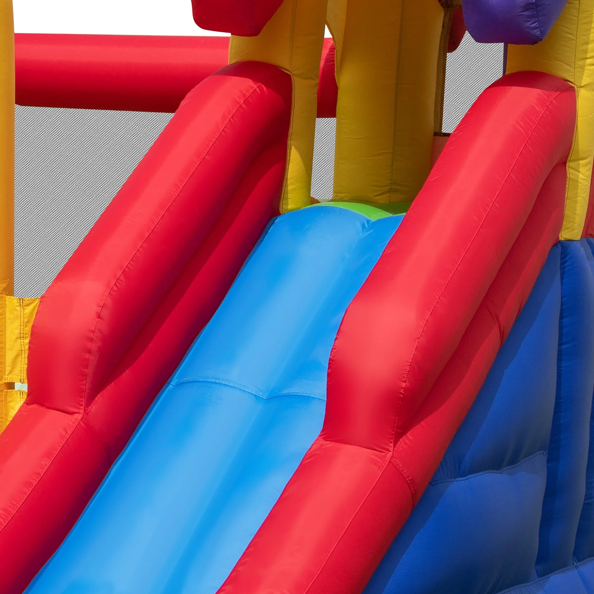 Costway Colorful Rainbow Kids Inflatable Bounce Castle with 50 Ocean Balls & 735W Blower