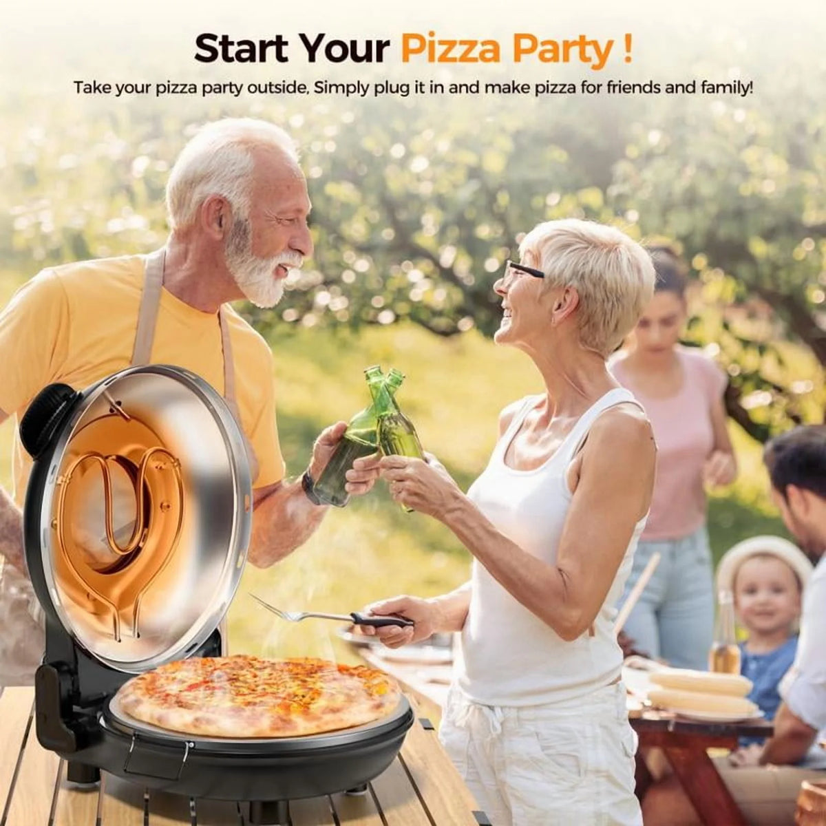 US 2025 Deals For You Days Electric Pizza Oven & Maker, Indoor & Outdoor Portable, 12-Inch Pizza Stone Heats Up to 800��F