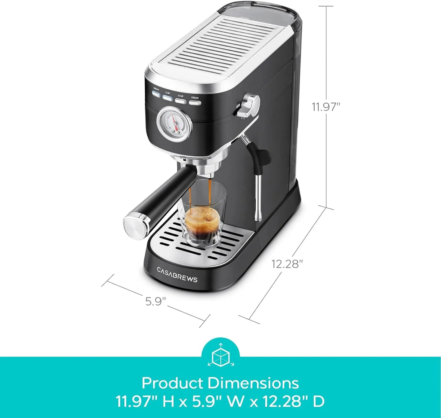 CASABREWS CM5418 20-Bar Espresso Machine and Coffee Maker, Silver