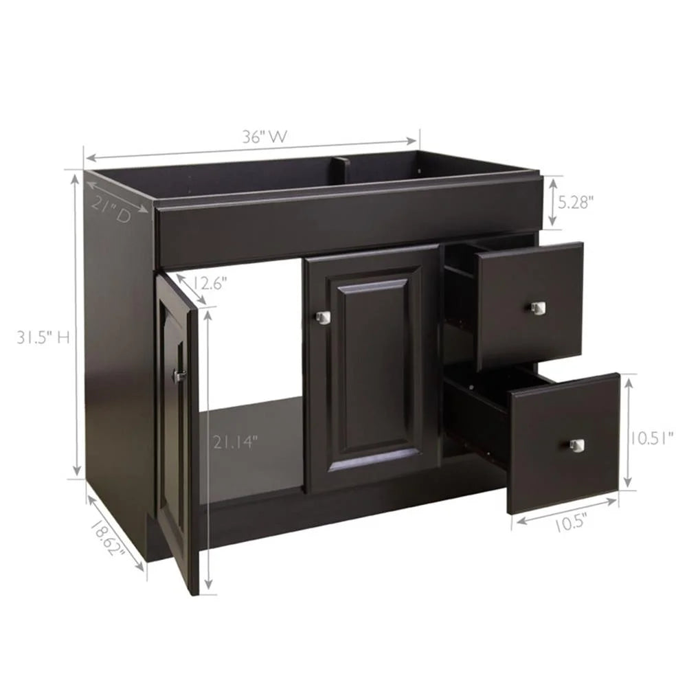 Design House Wyndham 36" Solid Wood Ready to Assemble 2-Door and 2-Drawer Bathroom Vanity Cabinet, White