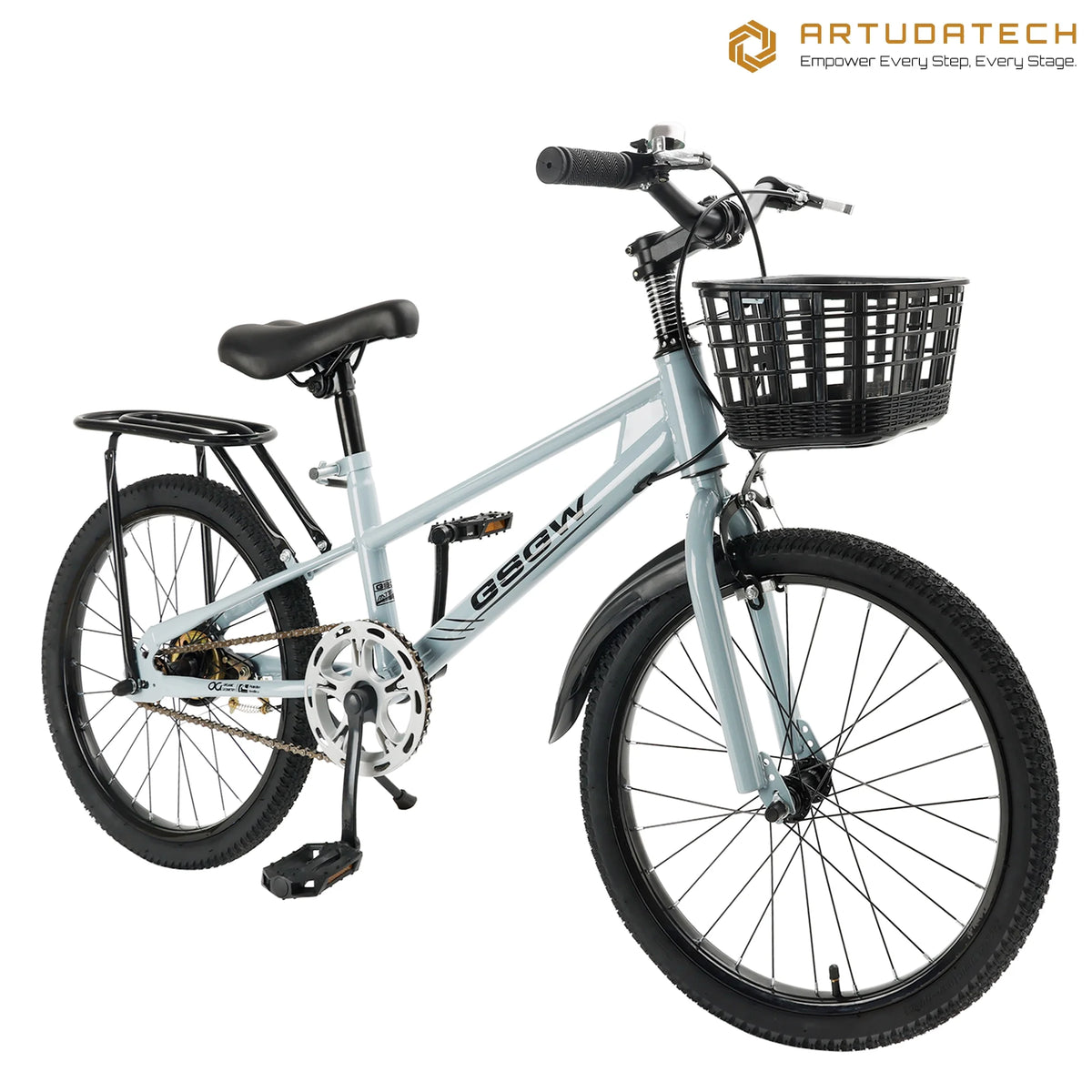 ARTUDATECH Kids Bike Girls Boys 20 Inch Children's Bicycle with Basket for Age 6-12 Years old with Air Pump and Bike bag