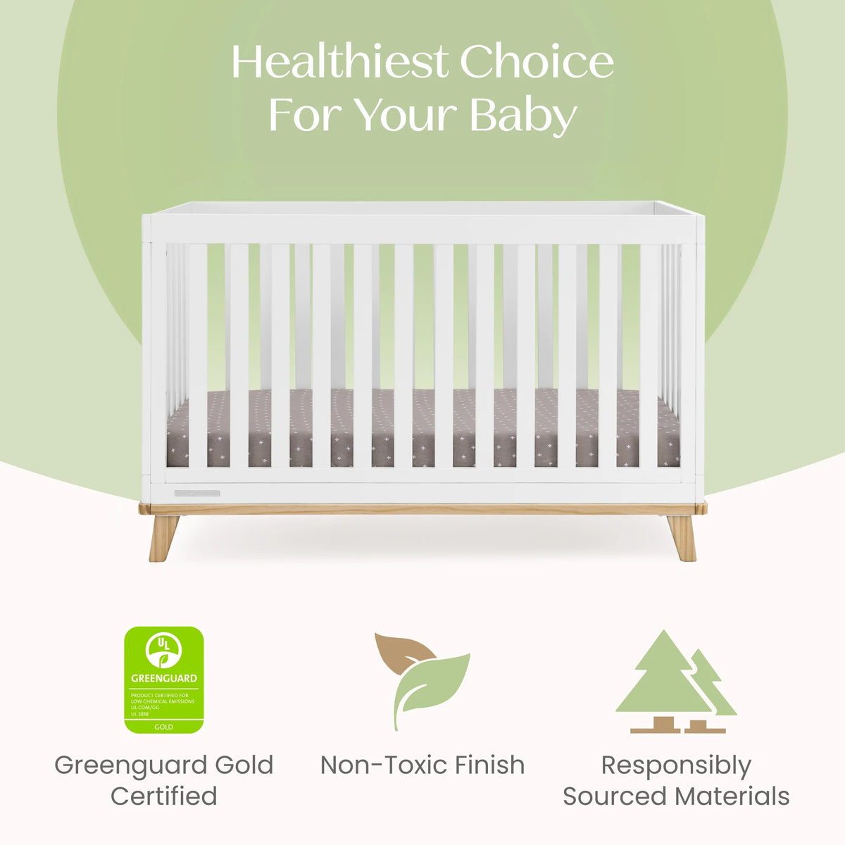 Delta Children Frankie 4-in-1 Convertible Crib - Greenguard Gold Certified, Black with Natural